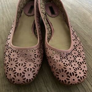 Elegant Pink Laser-Cut Loafers